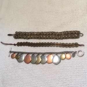 Vintage Silver Bracelet & Multi Colored & Coins